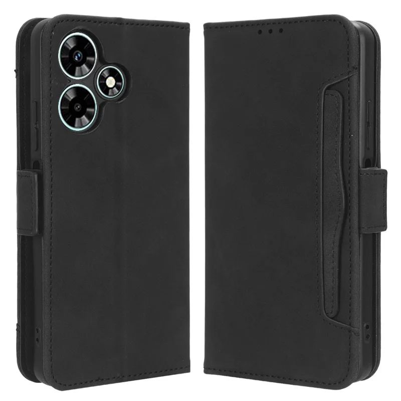 For Infinix Hot 30 X6831 PU Leather Stand Phone Cover Multiple Card Slots Flip Wallet Case - Black