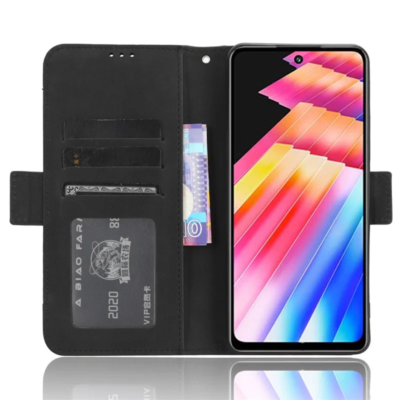 For Infinix Hot 30 X6831 PU Leather Stand Phone Cover Multiple Card Slots Flip Wallet Case - Black