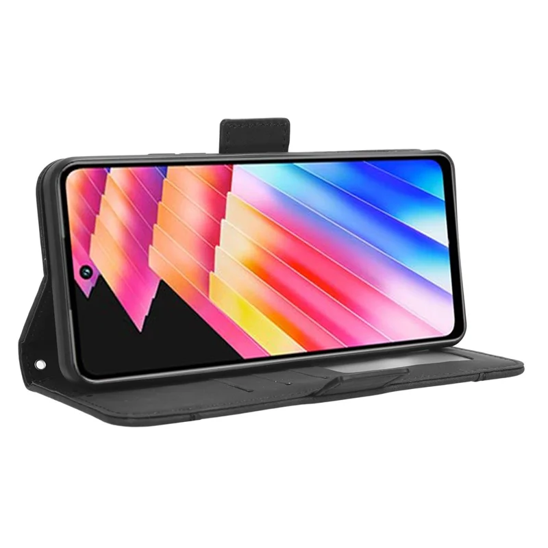For Infinix Hot 30 X6831 PU Leather Stand Phone Cover Multiple Card Slots Flip Wallet Case - Black