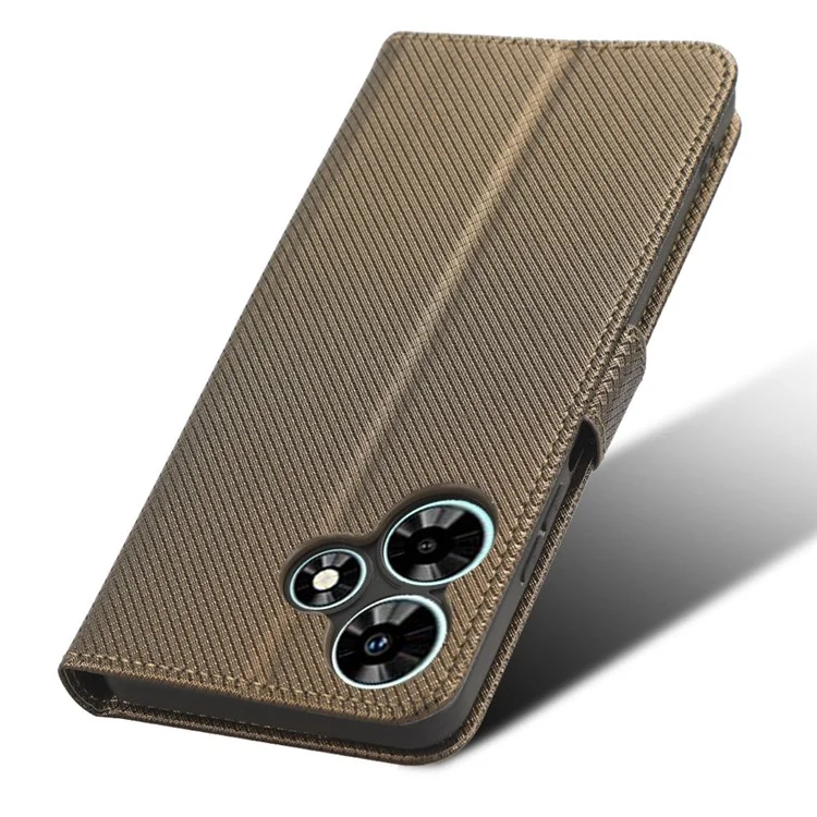 Per Infinix Hot 30 X6831 Custodia Portafoglio in Pelle PU con Texture a Diamante e Supporto - Marrone