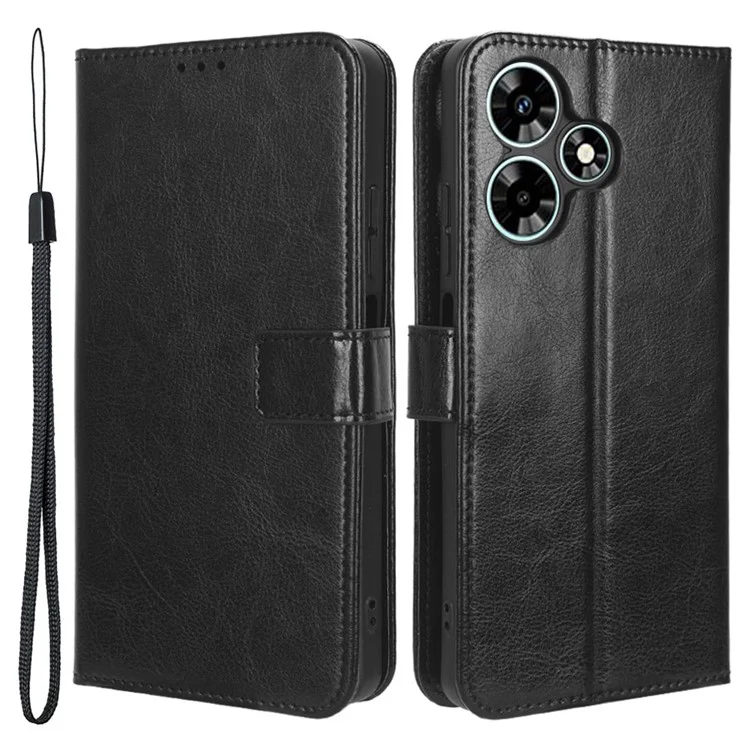 Per Infinix Hot 30 X6831 Custodia in pelle PU con texture Crazy Horse - Nero