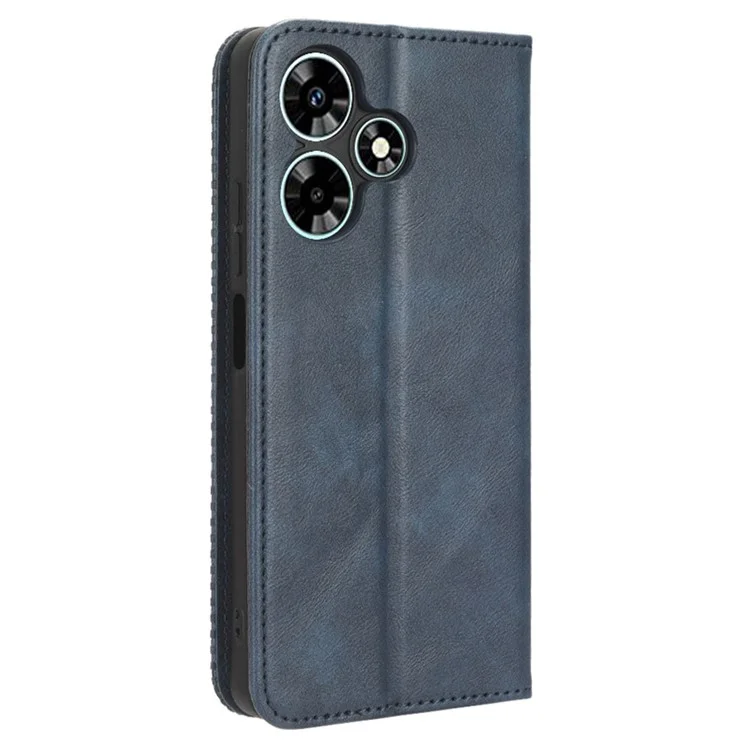 Per Infinix Hot 30 X6831 Custodia a Libro in Pelle PU Texture Retrò Stand Portafoglio Magnetica Cover per Cellulare - Blu