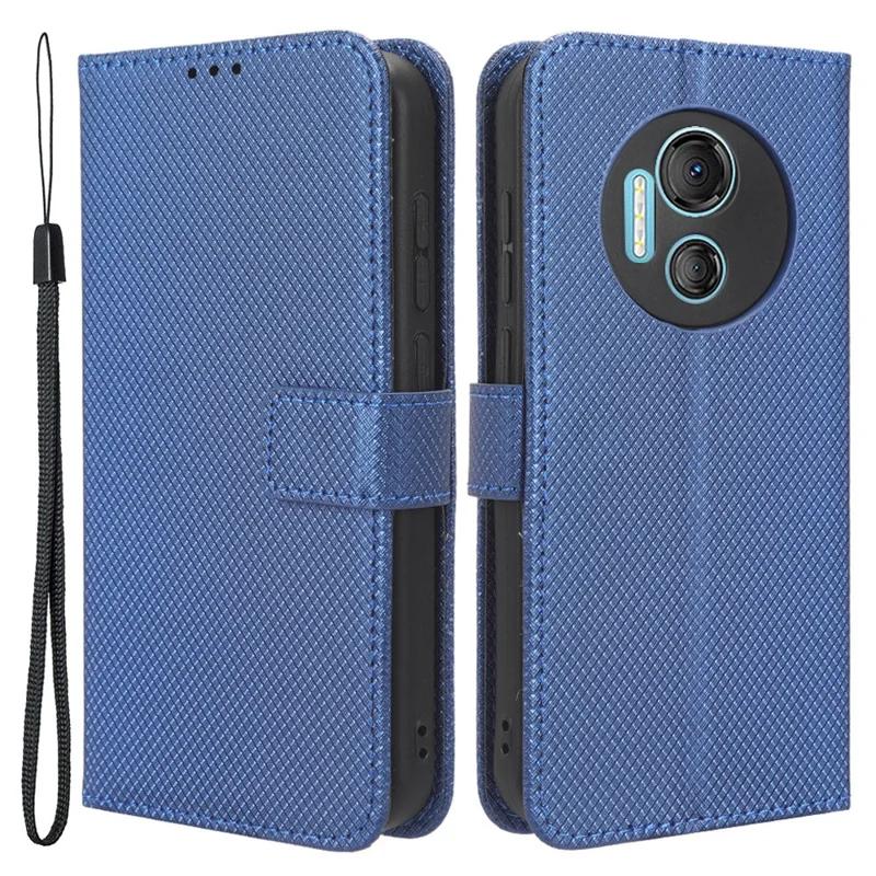 Wallet Case for Doogee X97 / X97 Pro , PU Leather Diamond Texture Stand Shockproof Phone Cover - Blue