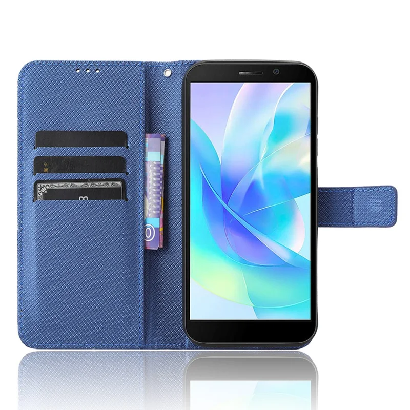 Wallet Case for Doogee X97 / X97 Pro , PU Leather Diamond Texture Stand Shockproof Phone Cover - Blue
