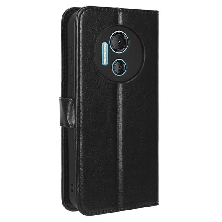 For Doogee X97 / X97 Pro PU Leather Wallet Case Crazy Horse Texture Flip Stand Anti-drop Cover - Black