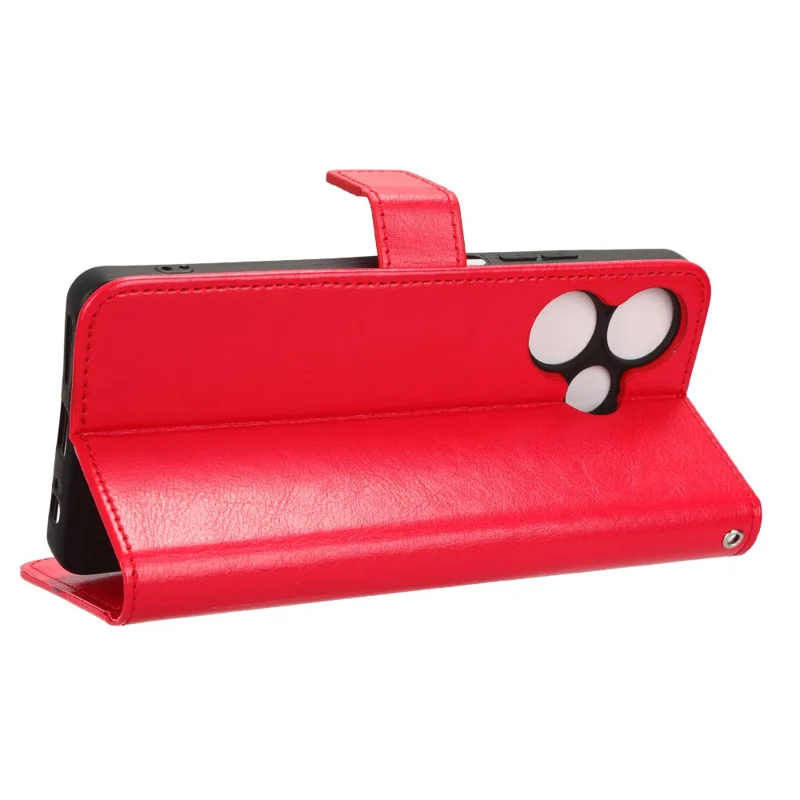 For Infinix Hot 30 Play Crazy Horse Texture Protective Stand Shell PU Leather Wallet Phone Case - Red