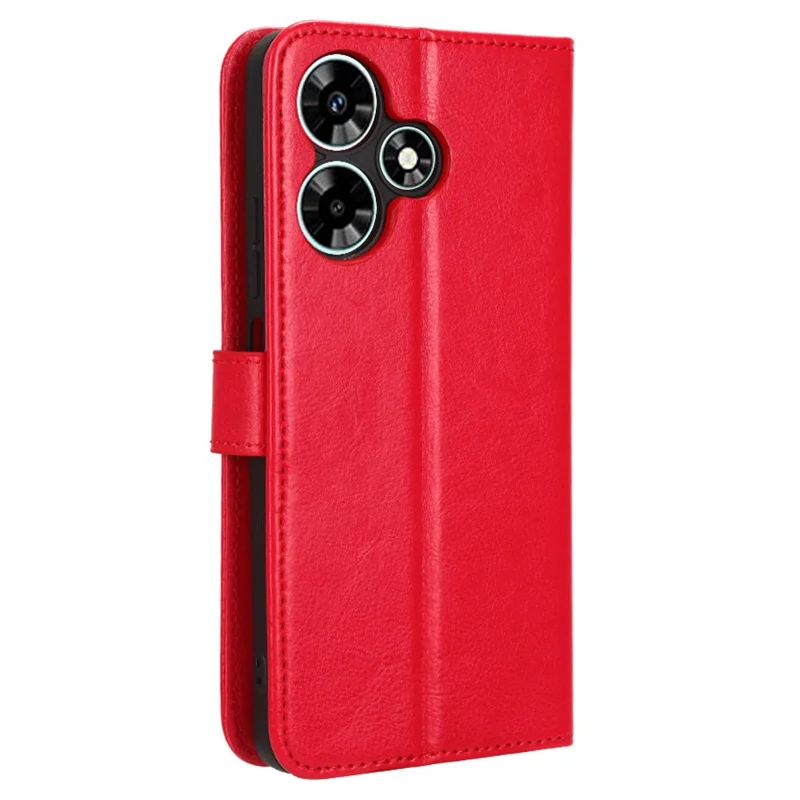 For Infinix Hot 30 Play Crazy Horse Texture Protective Stand Shell PU Leather Wallet Phone Case - Red