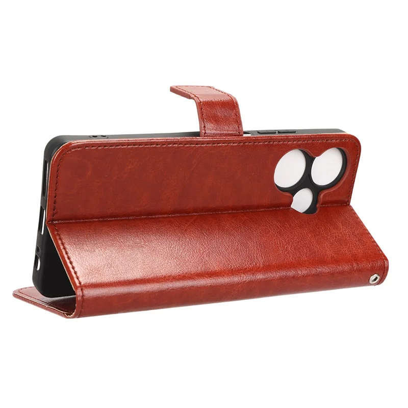 For Infinix Hot 30 Play Crazy Horse Texture Protective Stand Shell PU Leather Wallet Phone Case - Brown