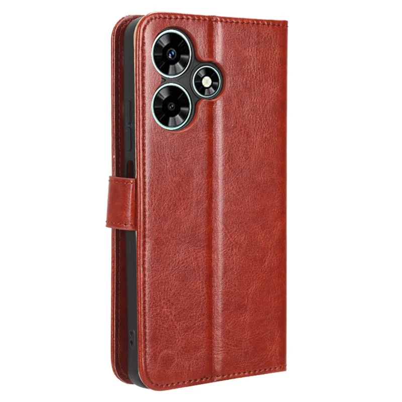 For Infinix Hot 30 Play Crazy Horse Texture Protective Stand Shell PU Leather Wallet Phone Case - Brown