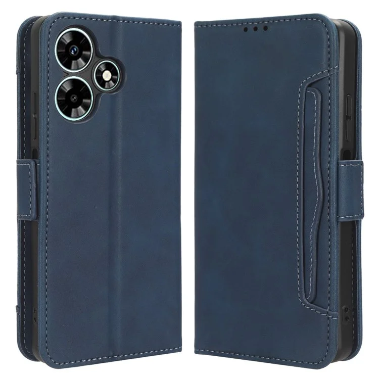 Para Infinix Hot 30 Play Flip Stand Leather Phone Case Múltiplos Slots de Cartão Capa Carteira - Azul