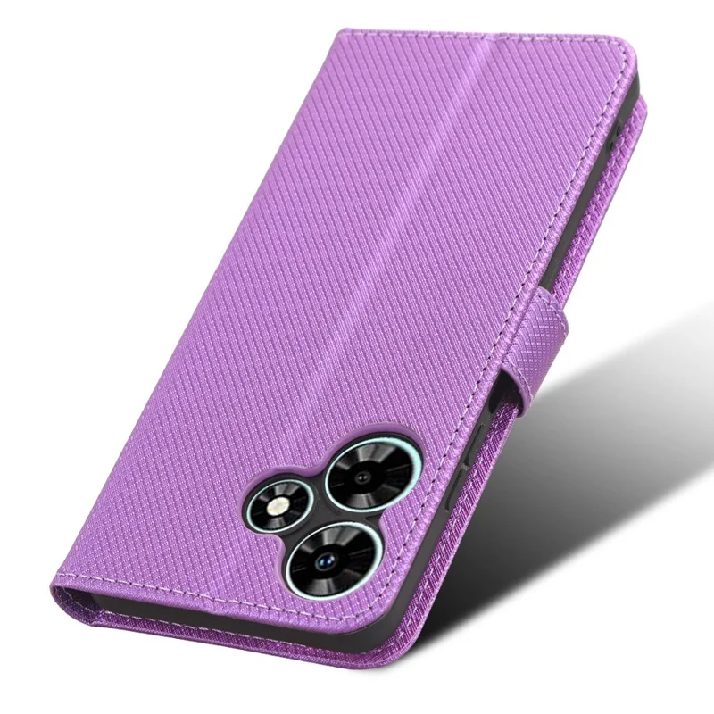 Para Infinix Hot 30 Play Leather Phone Cover Diamond Texture Flip Stand Wallet Case - Púrpura
