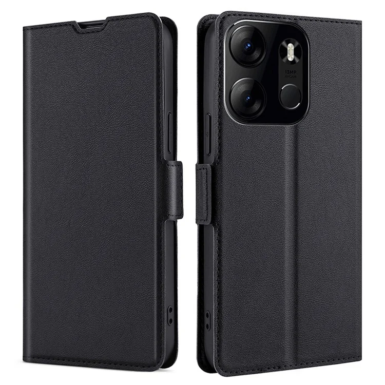 Para TECNO Spark Go 2023 4G Funda de Piel de PU con Ranura para Tarjeta Soporte Flip Funda de Teléfono - Negro