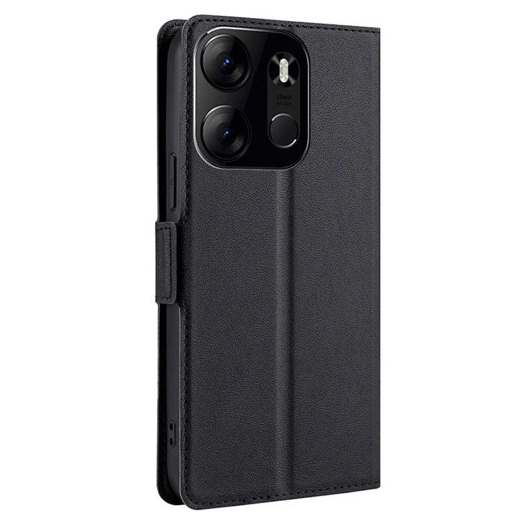 Para TECNO Spark Go 2023 4G Funda de Piel de PU con Ranura para Tarjeta Soporte Flip Funda de Teléfono - Negro