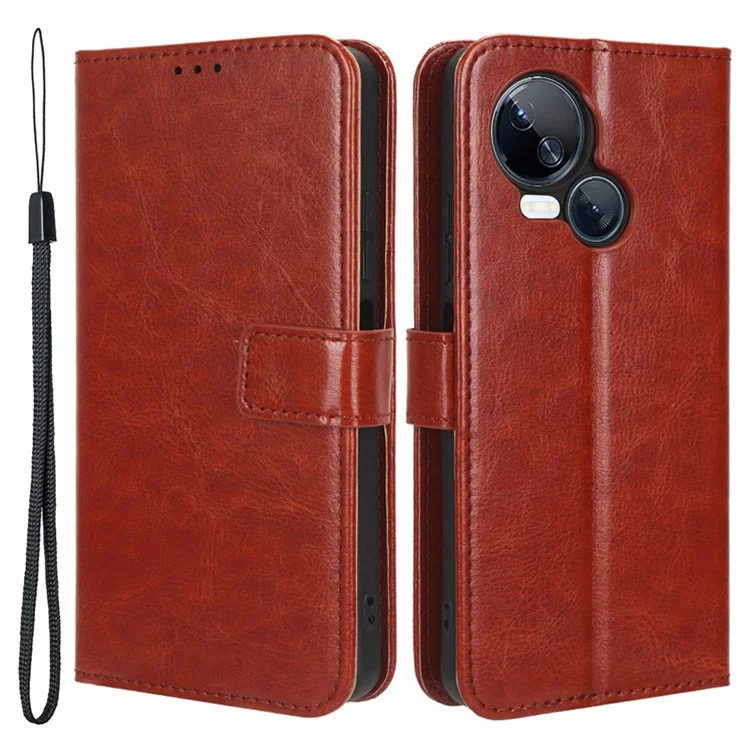 Für TECNO Spark 10 5G PU Leder Crazy Horse Textur Handyhülle Flip Stand Wallet Case - Braun