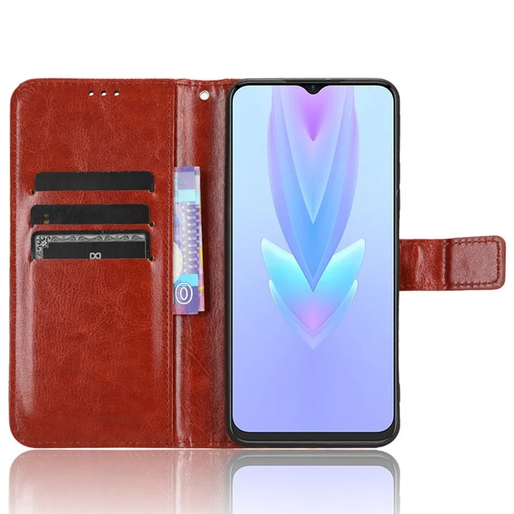 Für TECNO Spark 10 5G PU Leder Crazy Horse Textur Handyhülle Flip Stand Wallet Case - Braun