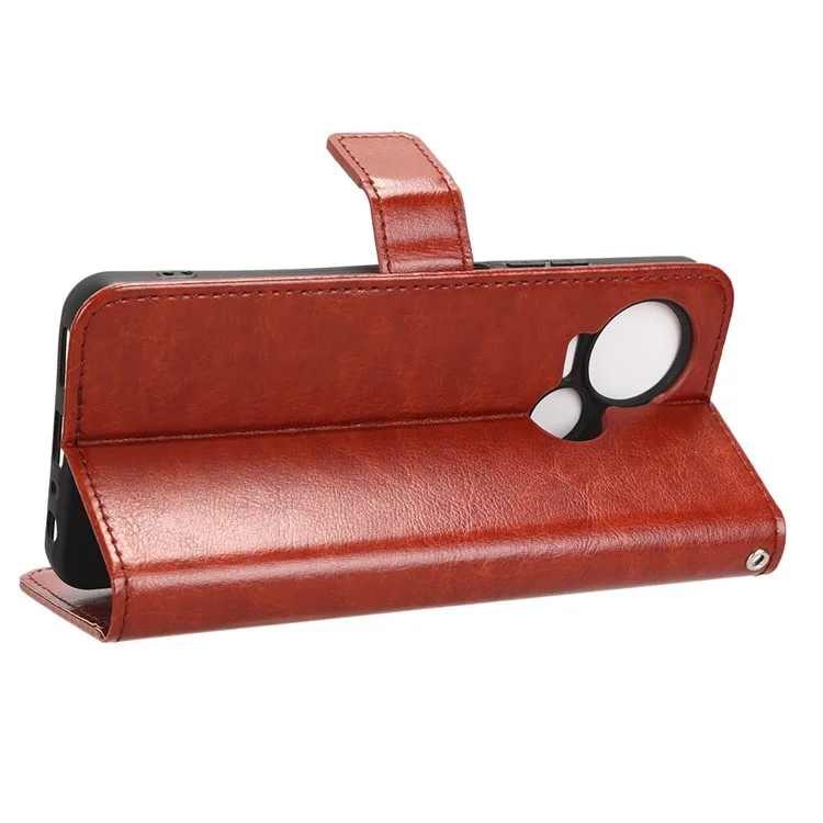 Für TECNO Spark 10 5G PU Leder Crazy Horse Textur Handyhülle Flip Stand Wallet Case - Braun