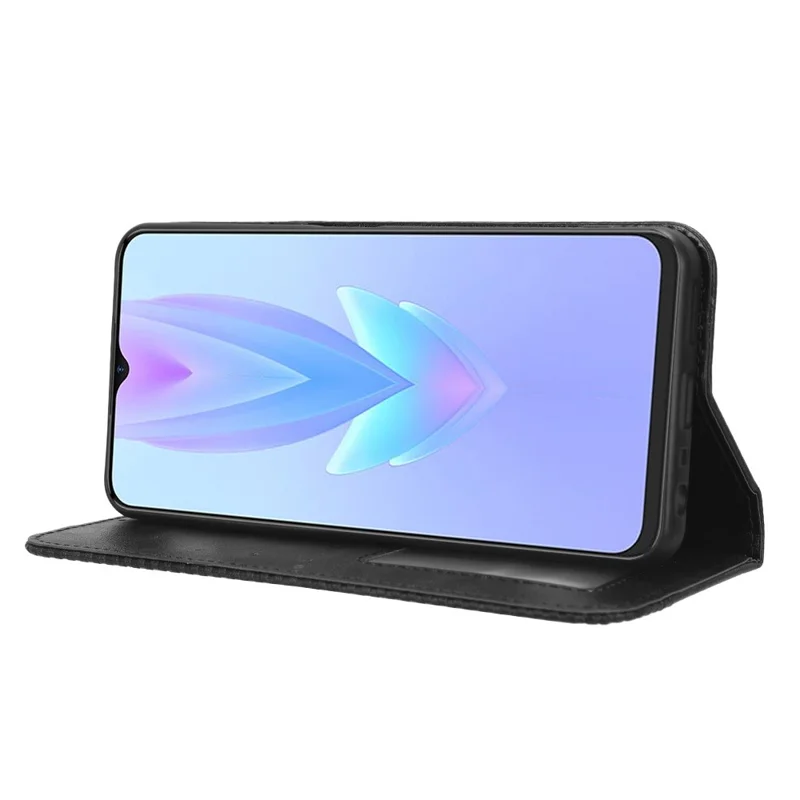 For TECNO Spark 10 5G PU Leather Phone Stand Case Wallet Retro Phone Cover - Black