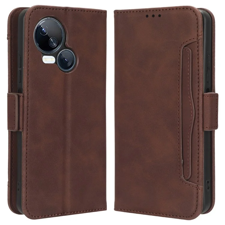 Para TECNO Spark 10 5G Funda de Cartera con Múltiples Ranuras para Tarjetas Tapa de Teléfono de Cuero PU con Soporte - Marrón