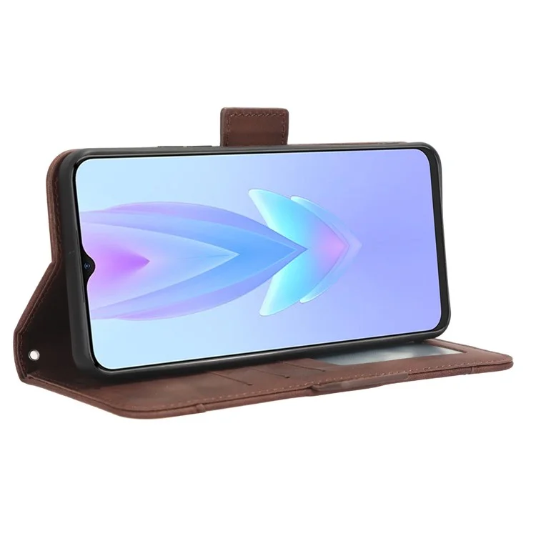 Para TECNO Spark 10 5G Funda de Cartera con Múltiples Ranuras para Tarjetas Tapa de Teléfono de Cuero PU con Soporte - Marrón