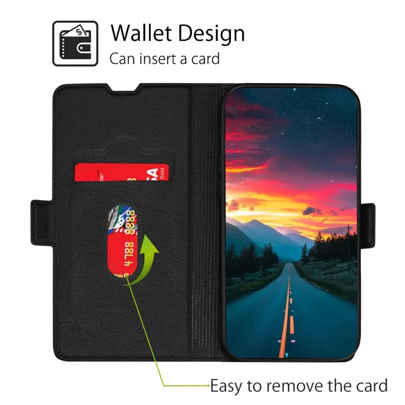 Phone Case for Realme V30 5G / V30t Shockproof PU Leather Flip Stand Card Slot Protective Cover - Black