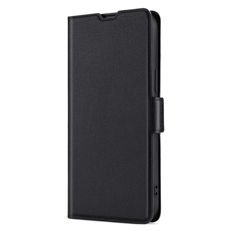 Phone Case for Realme V30 5G / V30t Shockproof PU Leather Flip Stand Card Slot Protective Cover - Black