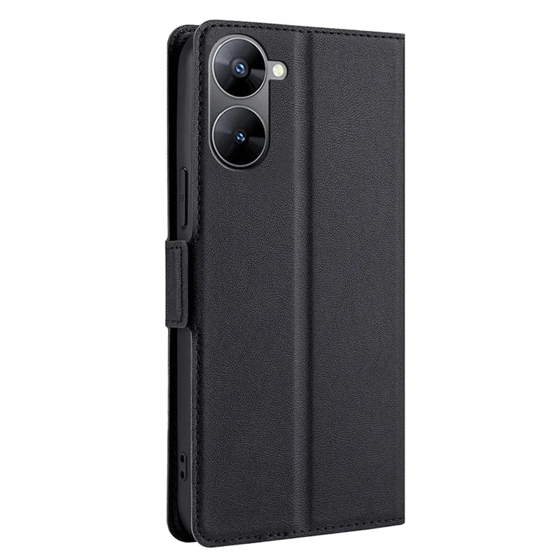 Phone Case for Realme V30 5G / V30t Shockproof PU Leather Flip Stand Card Slot Protective Cover - Black