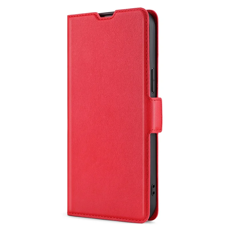 Phone Case for Realme V30 5G / V30t Shockproof PU Leather Flip Stand Card Slot Protective Cover - Red
