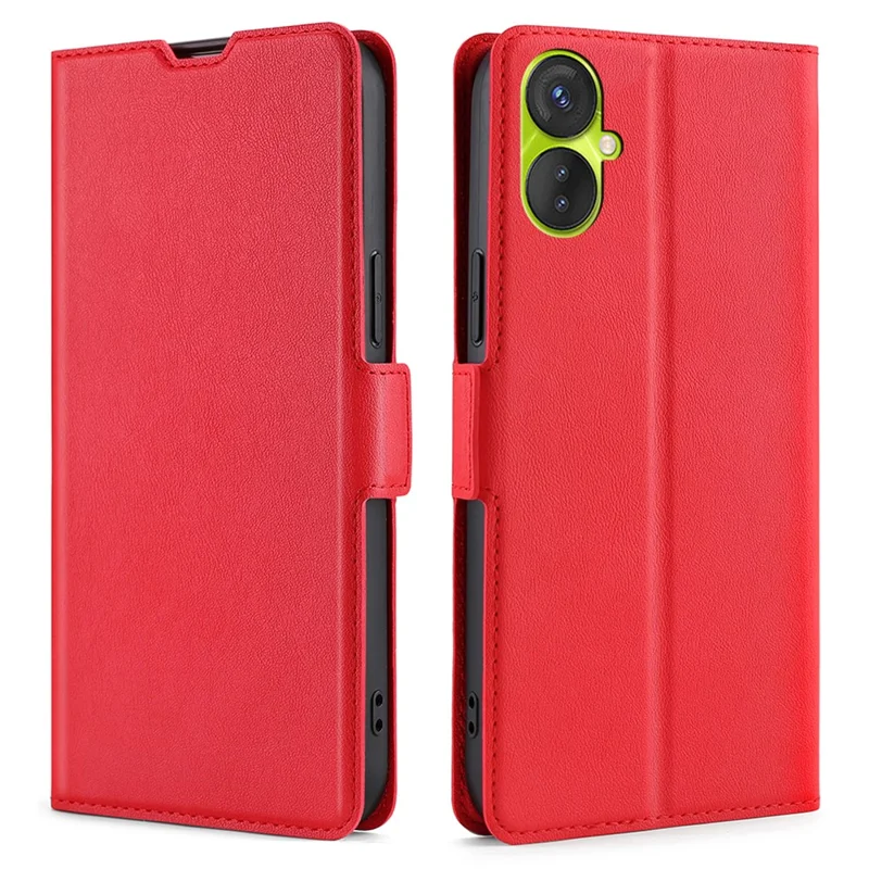 For TECNO Spark 9 Pro 4G Card Slot PU Leather Phone Flip Case Stand Shockproof Protective Cover - Red