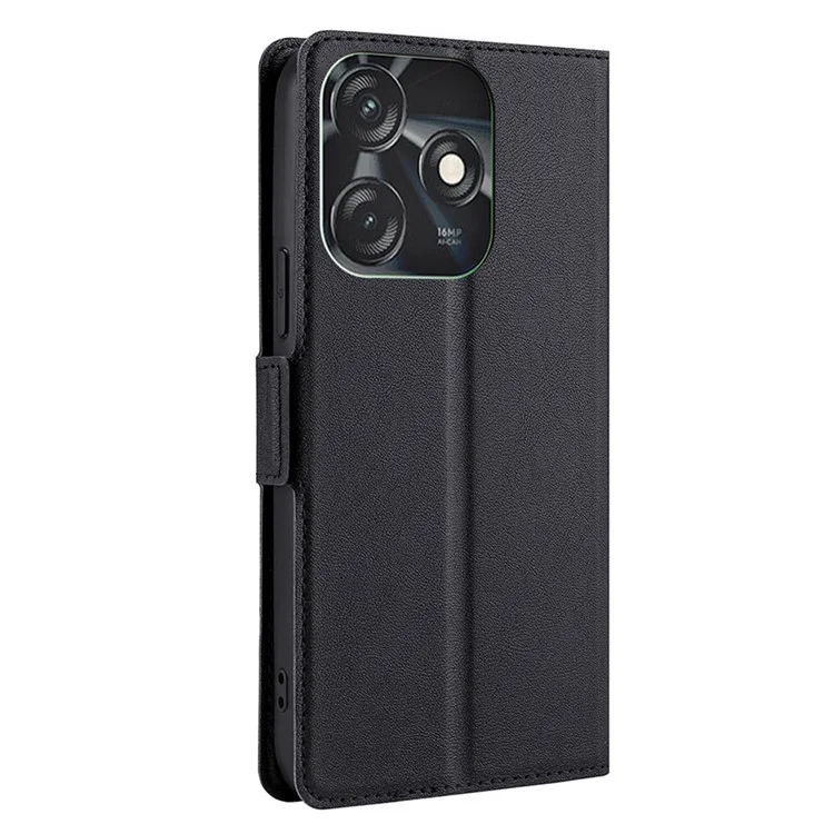For TECNO Spark 10C 4G PU Leather Drop-Proof Phone Flip Case Stand Card Slot Protective Cover - Black