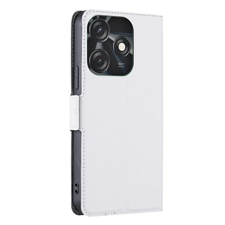 For TECNO Spark 10C 4G PU Leather Drop-Proof Phone Flip Case Stand Card Slot Protective Cover - White
