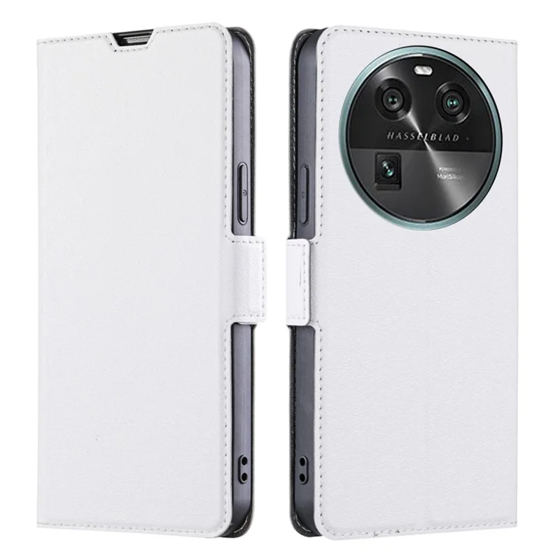 For Oppo Find X6 Fall-proof PU Leather Card Slot Phone Flip Case Stand Protective Cover - White