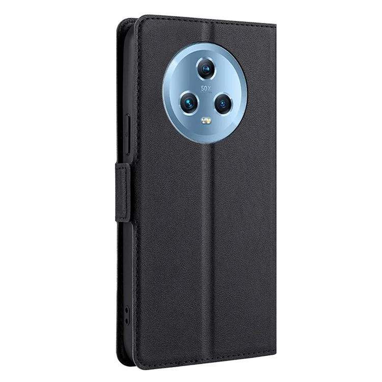 For Honor Magic5 Étui en cuir pour téléphone avec fente pour carte Support de protection complète - Noir