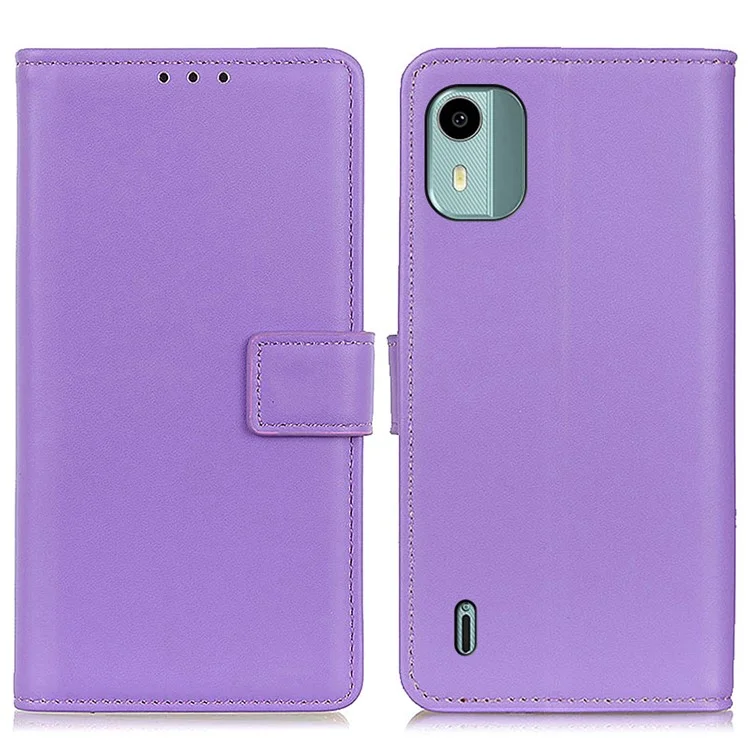 Para Nokia C12 4G / C12 Plus / C12 Pro Anti-scratch PU Leather Phone Case Wallet Stand Mobile Phone Cover - Roxo
