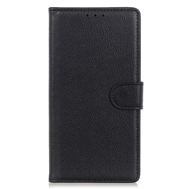 For Nokia C12 4G / C12 Plus / C12 Pro Litchi Texture Leather Wallet Mobile Case Flip Stand Drop-proof Phone Cover - Black