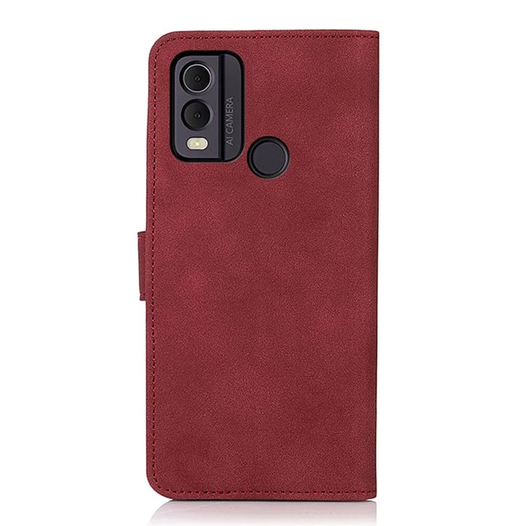 KHAZNEH For Nokia C22 Textured Phone Case with Stand Wallet, PU Leather Phone Cover - Red