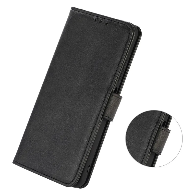 Wallet Phone Case for Nokia C22 Anti-Drop Cowhide Texture Leather Stand Cover - Black