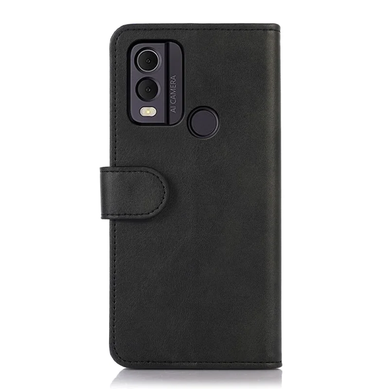 Wallet Phone Case for Nokia C22 Anti-Drop Cowhide Texture Leather Stand Cover - Black