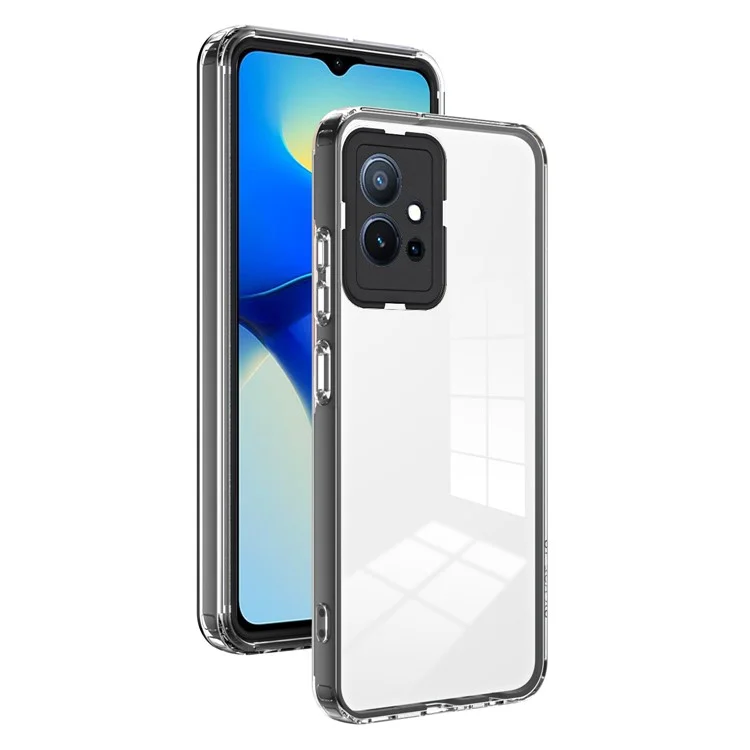 Per vivo Y30 / Y33s / T1 / Y75 / Y55 5G Cover Telefono Trasparente 3-in-1 in TPU + PC con Protezione Fotocamera - Nero
