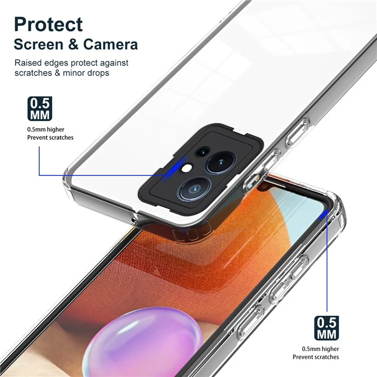Per vivo Y30 / Y33s / T1 / Y75 / Y55 5G Cover Telefono Trasparente 3-in-1 in TPU + PC con Protezione Fotocamera - Nero
