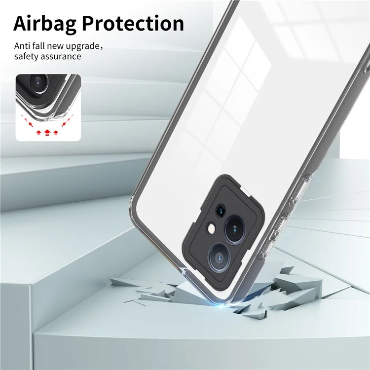 Per vivo Y30 / Y33s / T1 / Y75 / Y55 5G Cover Telefono Trasparente 3-in-1 in TPU + PC con Protezione Fotocamera - Nero