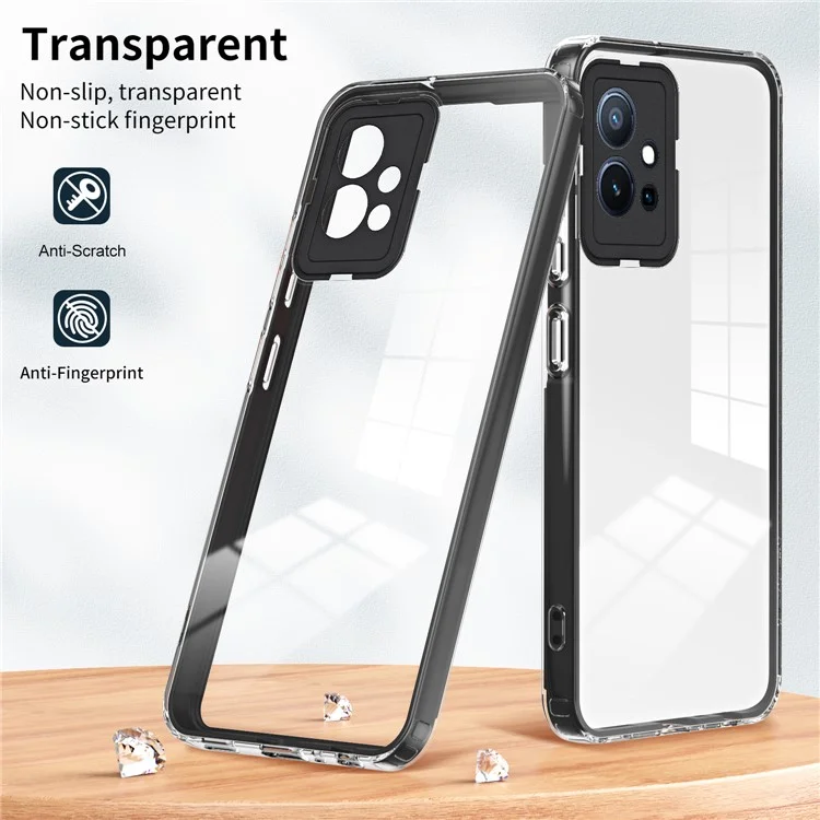 Per vivo Y30 / Y33s / T1 / Y75 / Y55 5G Cover Telefono Trasparente 3-in-1 in TPU + PC con Protezione Fotocamera - Nero