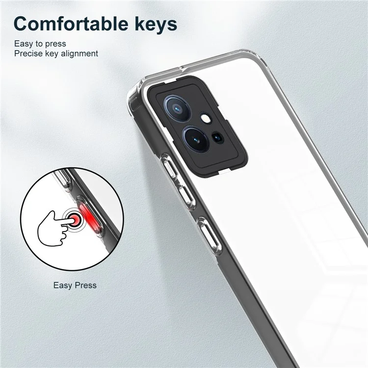Per vivo Y30 / Y33s / T1 / Y75 / Y55 5G Cover Telefono Trasparente 3-in-1 in TPU + PC con Protezione Fotocamera - Nero