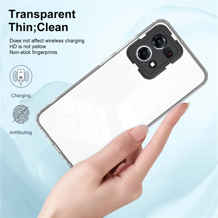 Для Oppo Reno7 4G / Reno8 4G / F21 Pro 4G TPU задняя панель + рамка PC + кольцо PC камеры Гибридный чехол 3 в 1 Чехол для прозрачной защиты - черный