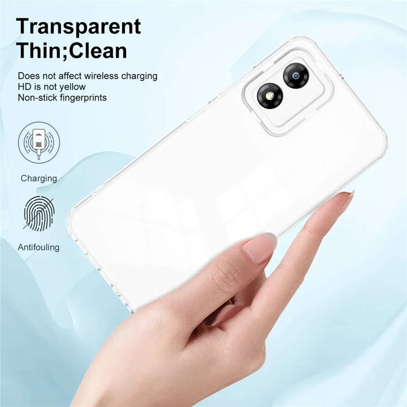 For Motorola Moto E13 4G 3-in-1 Transparent Phone Cover Camera Protection TPU + PC Drop-proof Case - White
