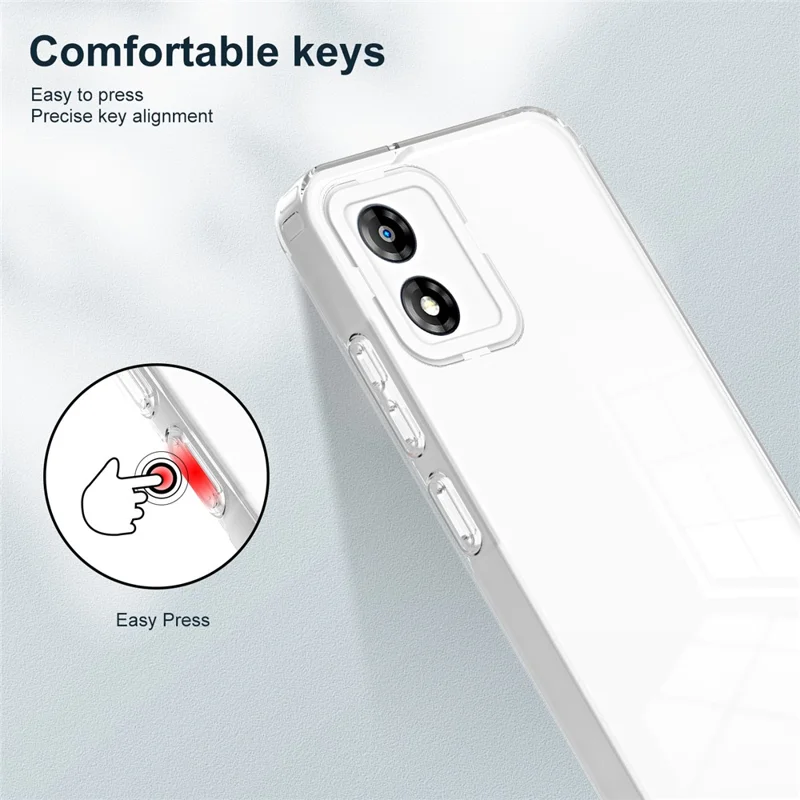 For Motorola Moto E13 4G 3-in-1 Transparent Phone Cover Camera Protection TPU + PC Drop-proof Case - White