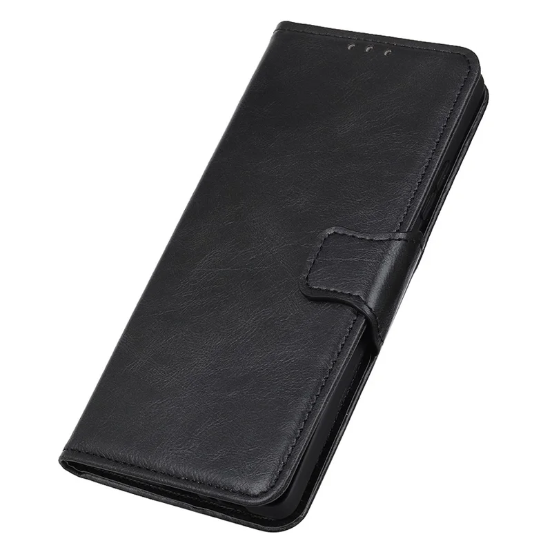For Nokia C12 4G / C12 Plus / C12 Pro Cell Phone Wallet Case Crazy Horse Texture Leather Cover with Stand - Black