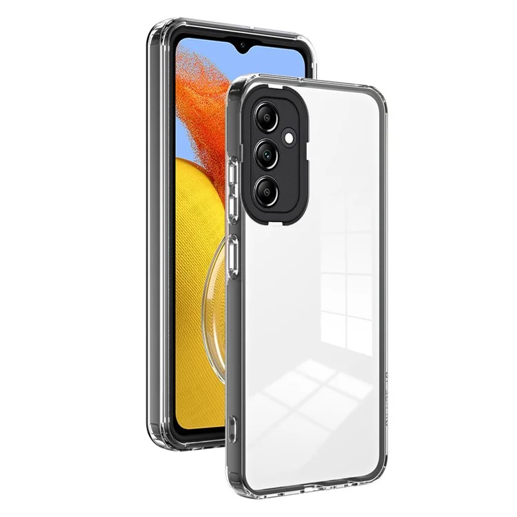 For Samsung Galaxy M14 5G Clear Back Cover TPU + PC Camera Protection Anti-drop Phone Case - Black