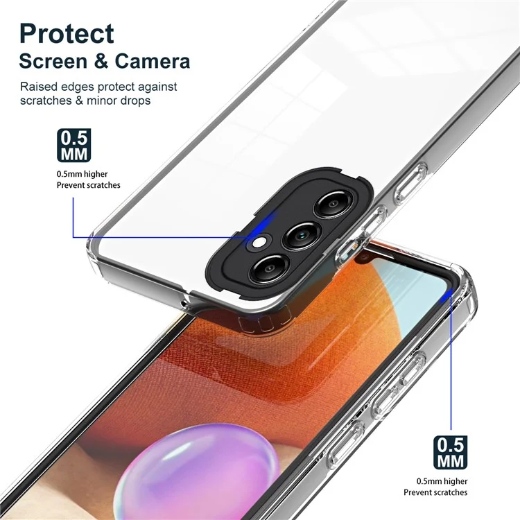 For Samsung Galaxy M14 5G Clear Back Cover TPU + PC Camera Protection Anti-drop Phone Case - Black
