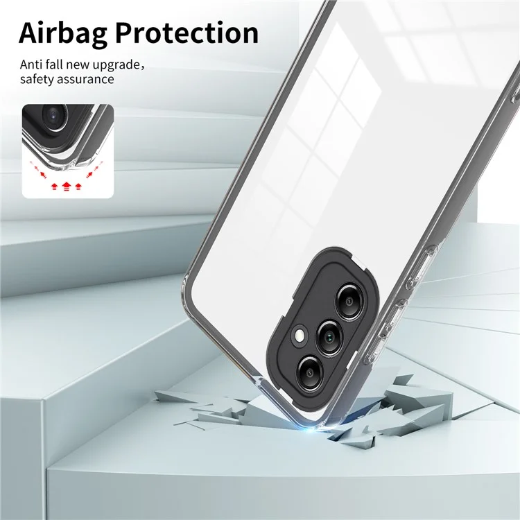 For Samsung Galaxy M14 5G Clear Back Cover TPU + PC Camera Protection Anti-drop Phone Case - Black