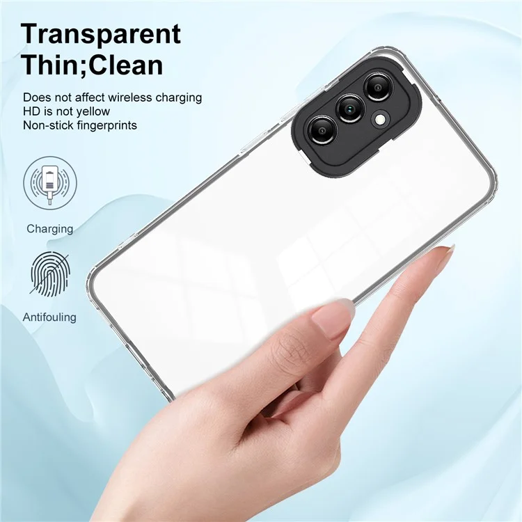 For Samsung Galaxy M14 5G Clear Back Cover TPU + PC Camera Protection Anti-drop Phone Case - Black